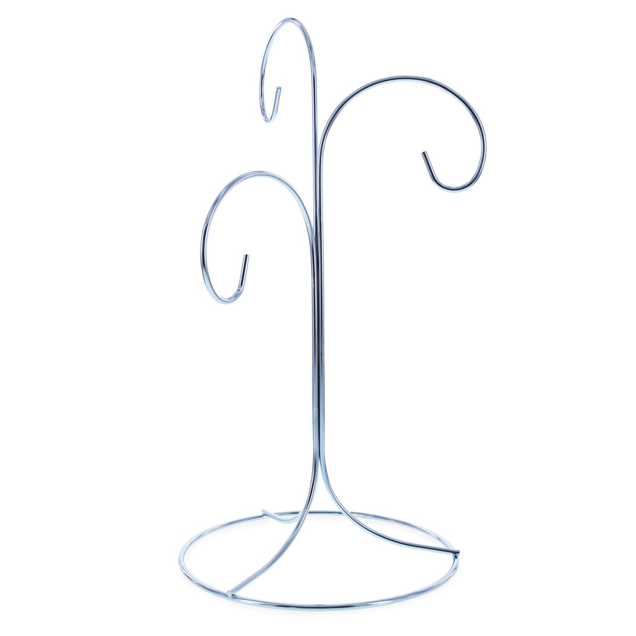 3-Arm 3-Tier Silver Metal Ornament Stand Display 10.75 Inches (Taiwan)